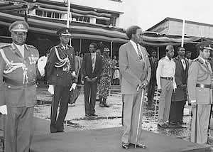 Obote at the last independence celebrations he ever attended in Uganda. Entebbe Airport 1984
