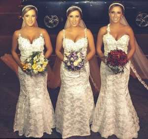 Identical triplets marry same day same time - and yes grooms got confused