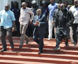 Nana Addo Dankwa Akufo-Addo leaving the Supreme Court yesterday.