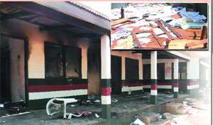 The NDC office in Tamale which was burnt down on Tuesday