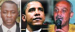 Mohammed Amin Anta Adam LEFT, Mr. Barack Obama MIDDLE, Sidney Casely-Hayford RIGHT