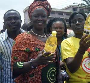 The Deputy Minister with some members of FDB amp; KMA reps showcasing a fortified vegetable oil