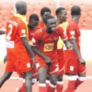 Kotoko players celebrating their late win