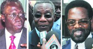 Mr. Osafo-Maafo left, President Atta Mills middle, Dr. Alfred Vandapuije - Accra Mayor right