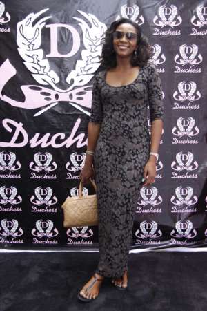 Genevieve Nnajis casual red carpet style at Duchess Issa Dress Party
