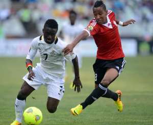Richard Mpong in action for Ghana against Libya.