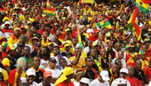 Ghanaian football fans at a football match