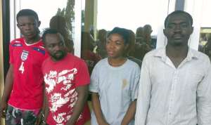 The four suspected robbers, including Zakiya Abdullai Asofo, the female robber