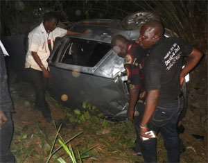 Sulemana Abdulai, owner of the car in white NDC costumed top and in black is Tuarik Amadu