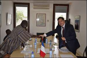 Greater Accra Regional Minister, Julius Debrah, (Left) Exchange Pleasantries With French Ambassador, H.E. Frdric Clavier
