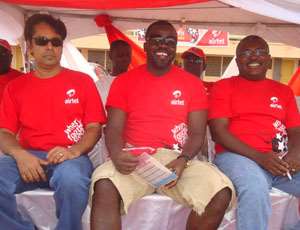 Samuel Osei Kufuor with some Airtel Ghana officials during the tournament.