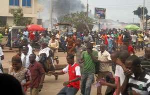 Takoradi residents running for cover yesterday