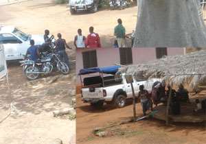 The Ghana Police pick-up van packed at Zukpe, Togo last Saturday