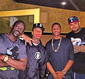 Photo: Wizkid in studio with Chris Brown and Tyga