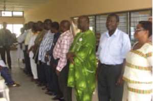 Hon. Mr. Condobrey, the MCE (extreme left), inaugurating the Hohoe Municipal Malaria Advocacy Team