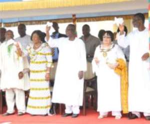From left - Justice William Atuguba, Mrs Naadu Mills, President Mills, Rt. Hon. Joyce Bamford-Addo and Mr Henry Martey Newman at the thanksgivign service