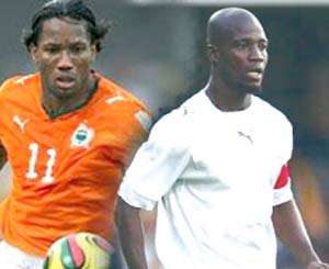 Didier Drogba and Stephen Appiah