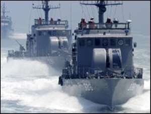 Korean naval ships clash at sea