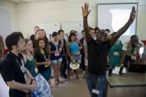 Chemphe at his peacebuilding workshop.