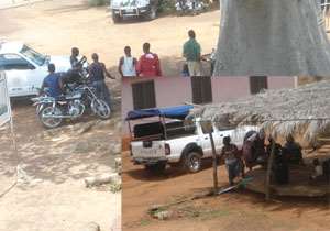 The Ghana Police pick-up van packed at Zukpe, Togo last Saturday