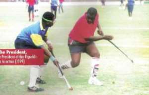 The late Prez Mills right being challenged by the late Edmund Nii Acquaye Ankrah in a game in 1999