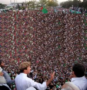 Imran khan addressing a huge crowd rally in pakistan