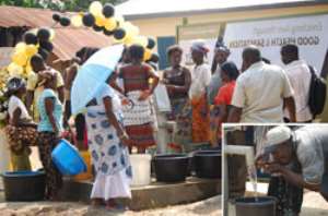 People fetching water from a newly commissioned bore-hole