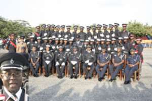INSERT: DCOP Prosper Agblor Director-CID delivering his speech, New Constables in a group photograph with DCOP Prosper Agblor Director-CID, seated middle with legs uncrossed