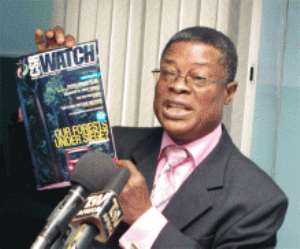 Mr Allotey-Pappoe launching the maiden edition of the CSR Watch magazine in Accra.