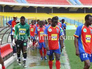 Players of Accra Hearts of Oak preparing for a game