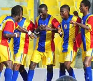 Accra Hearts of Oak players celebrating a win