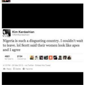 Kim Kardashian Under Fire For Calling Nigerian Women Apes