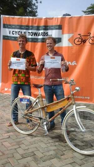 Two bike riders from Cape Town arrive in Ghana