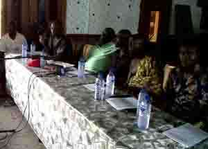 Leadership of the association at the high table during the press conference