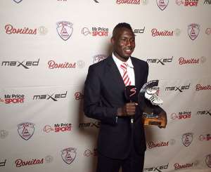 Ghanaian striker Abdul Basit Adams receives award as Free State Stars for last season