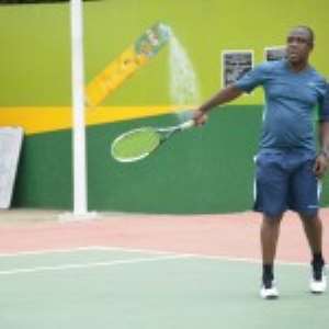Yaw Nimo Baffour of Mess Tennis ready for action