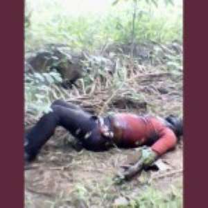 Kwadwo Ankrah's bloated body lying in the farm