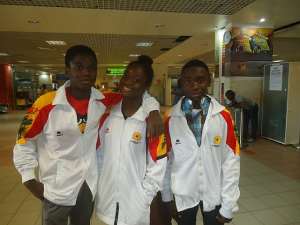 From left to Right - Kwaku Addo Ophelia Swayne and Kwesi Abbiw Jackson before departure at Kotoka Int. Airport