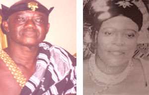 The late Essumejahene, Odeneho Oduro Numapau II  (left), Nana Adwoa Obro Pokuaa Nyankronpon (right)