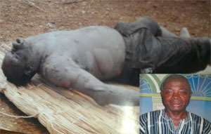 The body after retreival from the river. INSET: the The picture of the latest victim, Manase Marshall Mensah