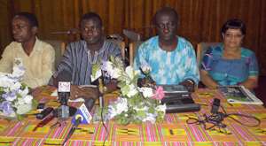 From left to right, Mrs Lilian Deteers, member-GFD, Yaw Ofori Debrah, Fredrick Ofosu, Programme Officer-GFD and Joseph Adu Boampah, Prez-GSPC