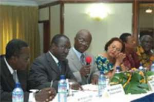 Mr Kwame Peprah, Chairman of the SSNIT Board addressing the 5th Stakeholders forum held at the La Palm Beach Hotel in Accra.