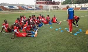 Liberia U23 side training in Monrovia