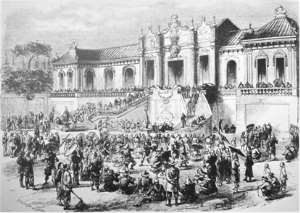 Looting of the Old Summer Palace, Gardens of Perfect Brightness, Beijing, Yuan Ming Yuan by Anglo-French forces in 1860.