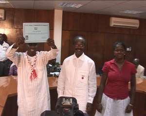 PPP Interim National Sec., Kofi Asamoah Siaw displaying the certificate from the EC.