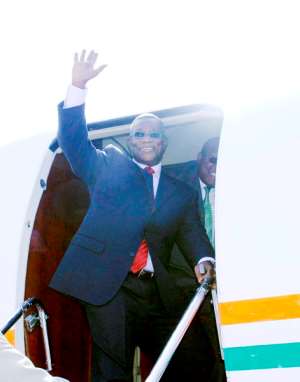 President Mills arrives in Ethiopia for AU Summit