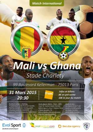 Ghana will play Mali at the Stade Chartley in Paris