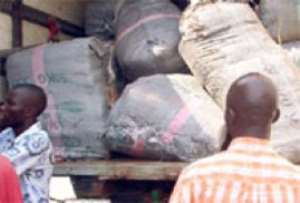 Some of the wax prints in one of the cargo trucks