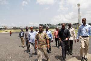 Minister Tours Len Clay stadium With MD Obuasi mine