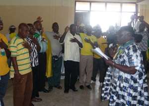The National Executives being sworn into office by the Chief Patron, Mr. James Ennin.